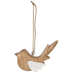 Fabrique de Styles Deco a suspendre moineau en manguier naturel et blanc - Floréal* Déco À Suspendre Et Adhésive