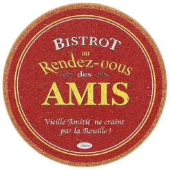Fabrique de Styles Dessous de plat en liège rouge et jaune d20cm - Bistrot Des Amis* Accessoires De Table