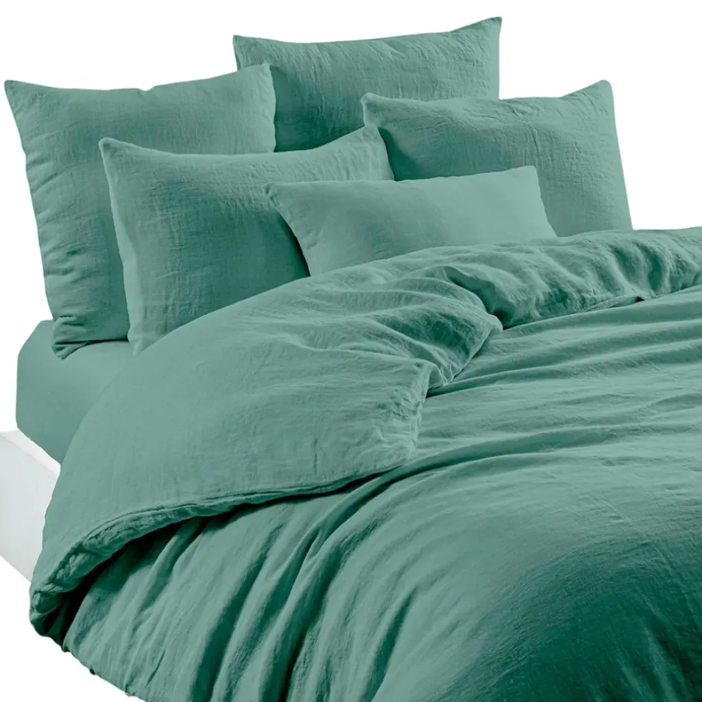 Fabrique de Styles Drap housse en lin et coton céladon 160x200cm - Limy* Draps Housses