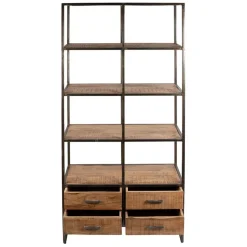 Fabrique de Styles Etagère en fer noir et bois d' acacia H200cm- Factory* Bibliothèques Et Étagères
