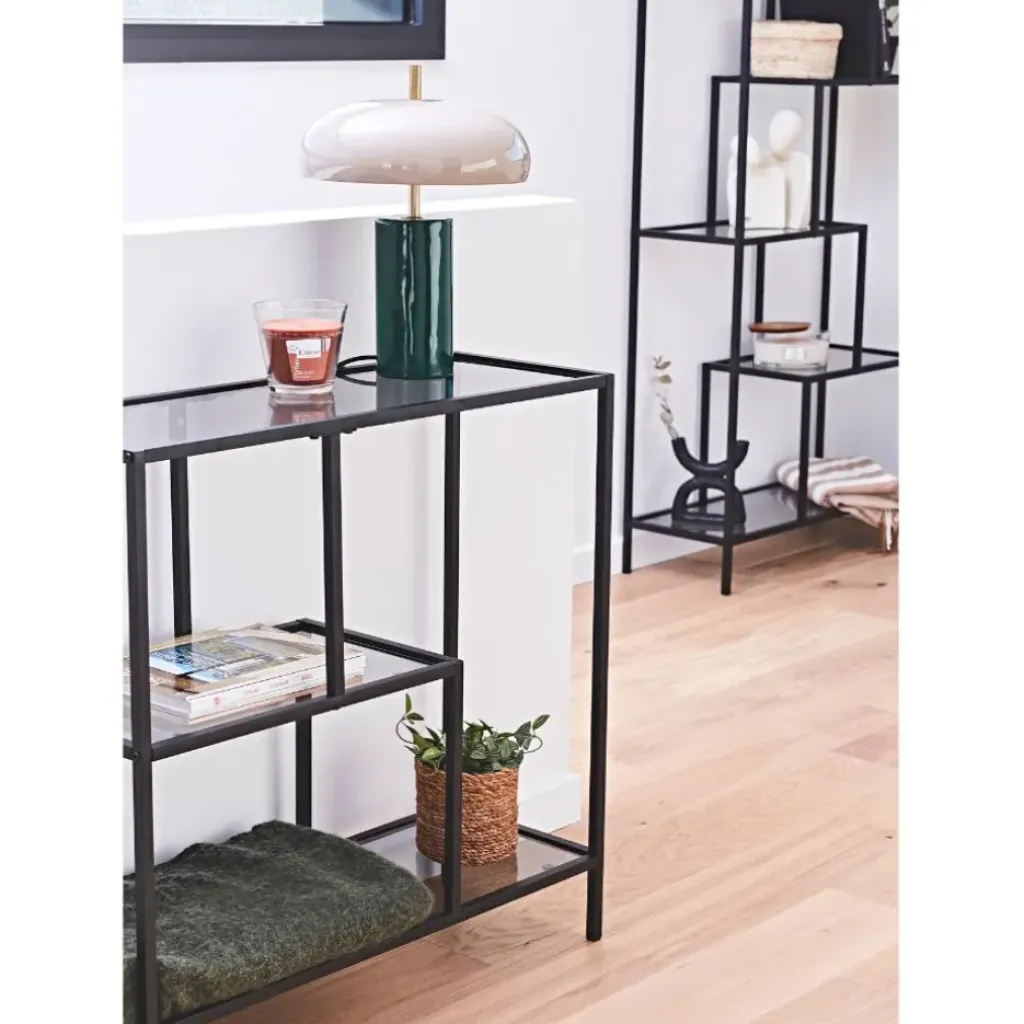 Fabrique de Styles Etagère en fer et verre fumé h79cm - Edgard* Bibliothèques Et Étagères