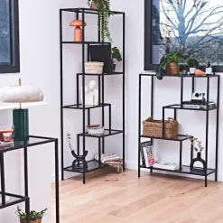 Fabrique de Styles Etagère en fer et verre fumé h113cm - Edgard* Bibliothèques Et Étagères