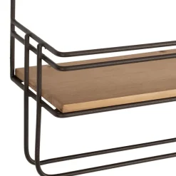 Fabrique de Styles Etagère murale avec dévodoir en fer brun et sapin - Maison De Campa* Étagères Murales