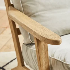 Fabrique de Styles Fauteuil en coton gris et chêne - Laureli* Fauteuils