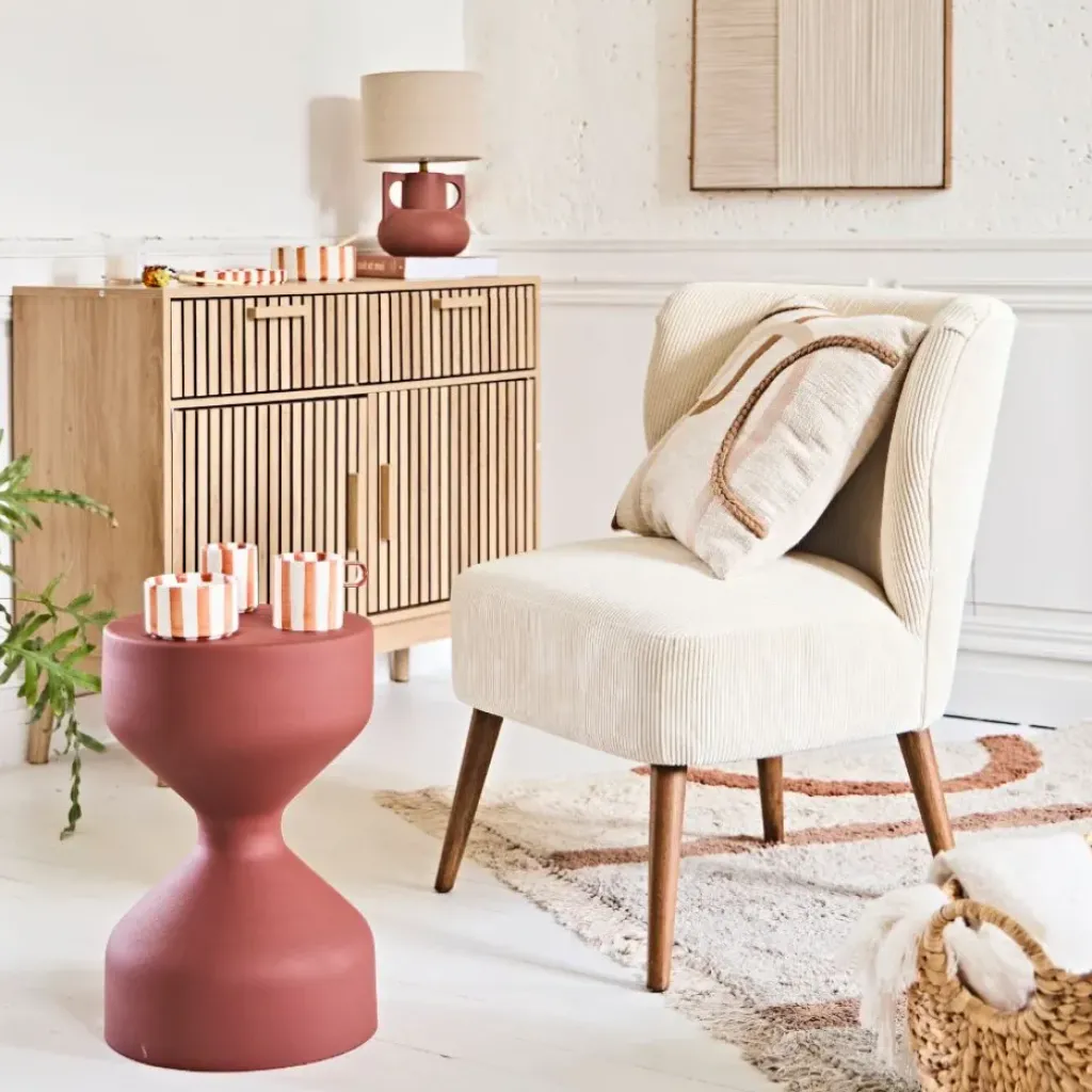 Fabrique de Styles Fauteuil en velours côtelé écru - Eleonor* Fauteuils