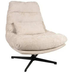 Fabrique de Styles Fauteuil et repose pied en tissu beige et fer noir - Lery* Fauteuils