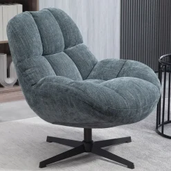 Fabrique de Styles Fauteuil pivotant en tissu bleu - Molto* Fauteuils