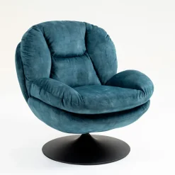 Fabrique de Styles Fauteuil pivotant en velours bleu - Topi* Fauteuils