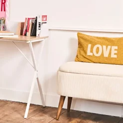 Fabrique de Styles Housse de coussin bouclette "Love" et beige 50x30cm - Funky* Coussins Et Housses