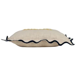 Fabrique de Styles Housse de coussin brodée bisou en coton jaune et bleu 45x45cm - Lumi* Coussins Et Housses