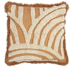 Fabrique de Styles Housse de coussin brodée écru et ocre 45x45cm -terre brulée* Coussins Et Housses