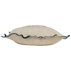 Fabrique de Styles Housse de coussin brodée dolce vita en coton beige et émeraude 45x45cm - Lumi* Coussins Et Housses