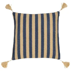 Fabrique de Styles Housse de coussin d'extérieur en tissu rayé et naturel 45x45cm - Medi*Enfant Textiles Outdoor|Jardin