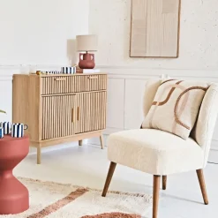 Fabrique de Styles Housse de coussin en coton écru et terracotta 45x45cm - Organic* Coussins Et Housses