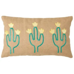 Fabrique de Styles Housse de coussin en jute naturel et coton vert 50x30cm - Patchuca* Coussins Et Housses