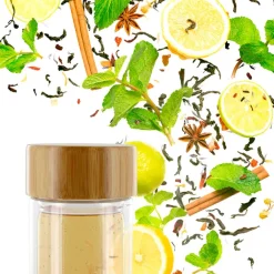 Fabrique de Styles Infuseur en verre double paroi avec bouchon bambou* Accessoires Thé Et Café