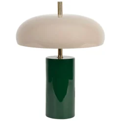 Fabrique de Styles Lampe champignon en fer émeraude et écru h40cm - Arty* Lampes À Poser