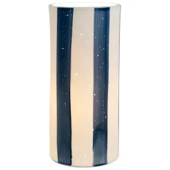 Fabrique de Styles Lampe cylindre en porcelaine rayée et blanc h28cm - Alaria* Lampes À Poser