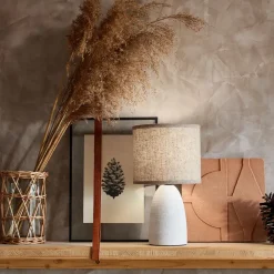 Fabrique de Styles Lampe en céramique he mat et lin h26cm - Gaïa* Lampes À Poser