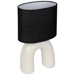 Fabrique de Styles Lampe en céramique et coton ecru et noir h34.5cm - Organic* Lampes À Poser
