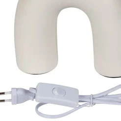 Fabrique de Styles Lampe en céramique et coton ecru et noir h34.5cm - Organic* Lampes À Poser