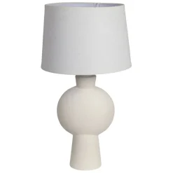 Fabrique de Styles Lampe en céramique et lin écru h52cm - Klosen* Lampes À Poser