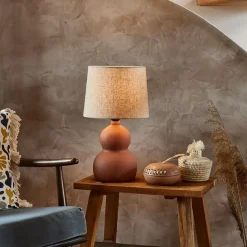Fabrique de Styles Lampe en céramique et lin h38.5cm - Dryade* Lampes À Poser