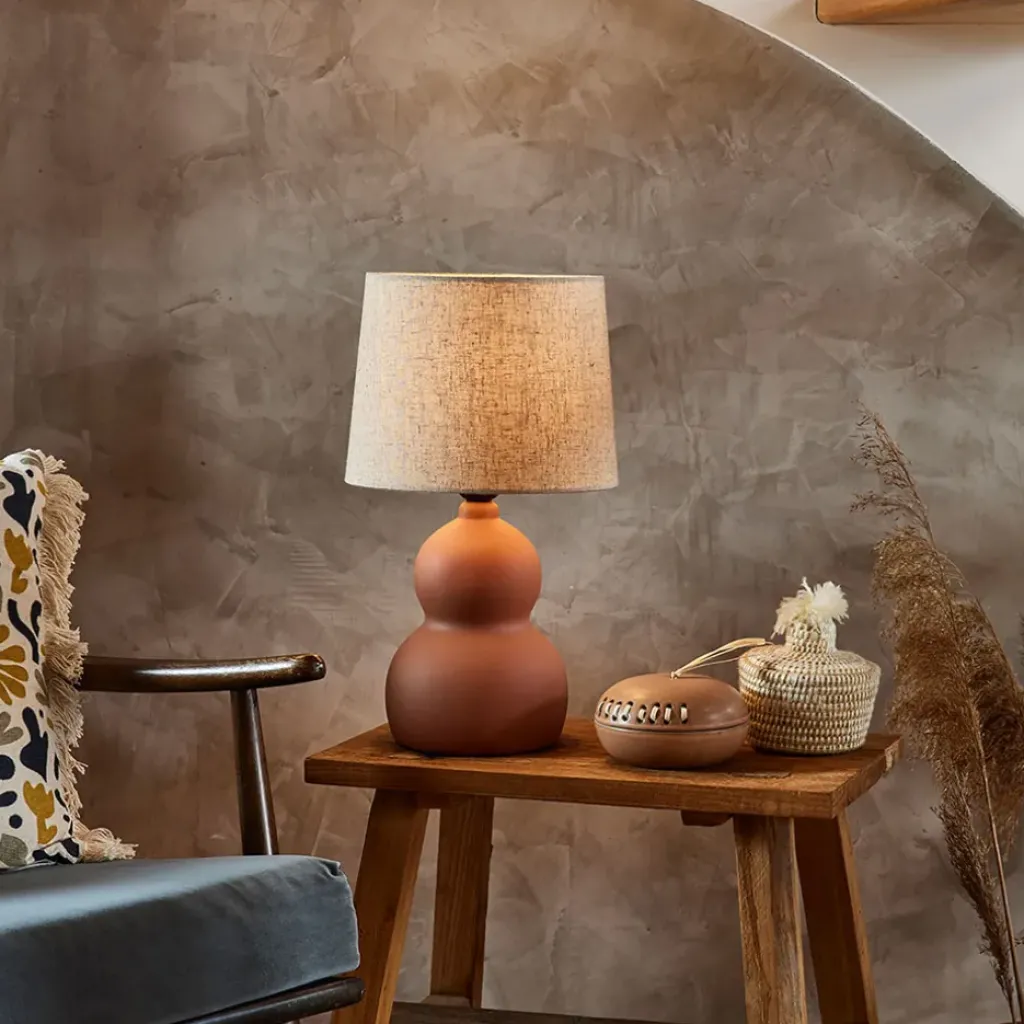 Fabrique de Styles Lampe en céramique et lin h38.5cm - Dryade* Lampes À Poser