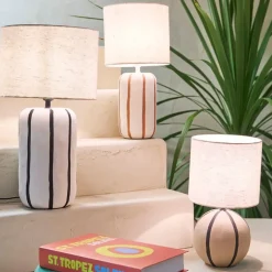 Fabrique de Styles Lampe en céramique rayée et noir h34cm - Paese* Lampes À Poser