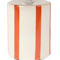 Fabrique de Styles Lampe en céramique rayée et blanc h27cm - Medi* Lampes À Poser