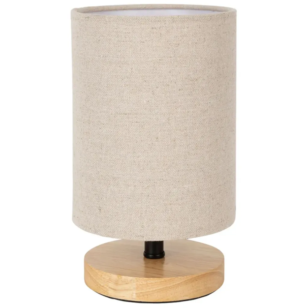 Fabrique de Styles Lampe en hévéa et lin naturel et beige h23.5cm - Filen* Lampes À Poser
