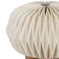 Fabrique de Styles Lampe en papier et lin blanc et support en manguier d43xh31cm - Fontelo* Lampes À Poser