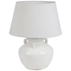 Fabrique de Styles Lampe en terre cuite et lin blanc h47cm - Tahra* Lampes À Poser