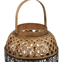 Fabrique de Styles Lampe lanterne en fer et bambou h36.5cm noir et doré - flaural* Lampes À Poser