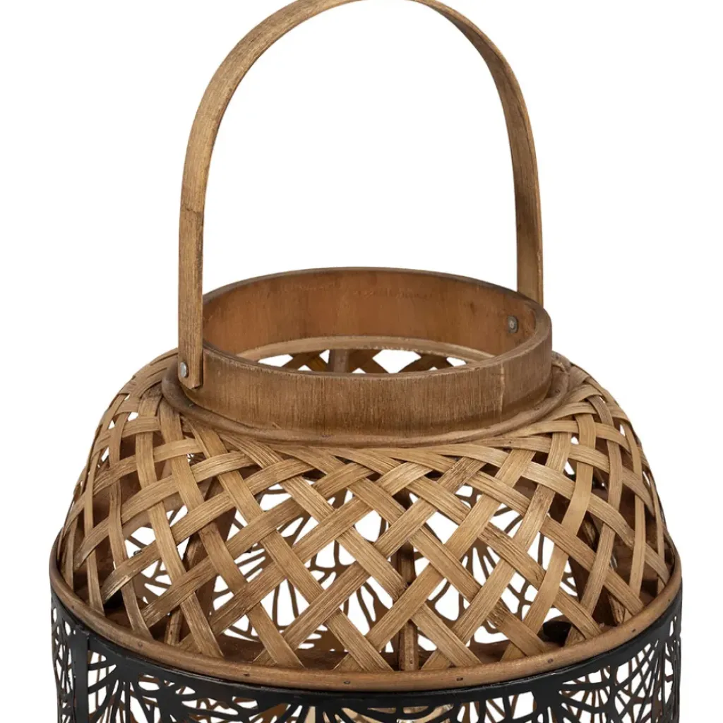 Fabrique de Styles Lampe lanterne en fer et bambou h36.5cm noir et doré - flaural* Lampes À Poser