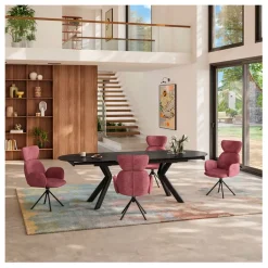 Fabrique de Styles Lot de 2 chaises pivotantes en tissu parme - Omida* Chaises