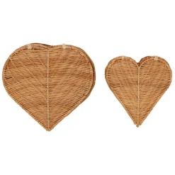 Fabrique de Styles Lot de 2 corbeilles coeur avec couvercle en rotin - Fantine* Paniers Et Corbeilles