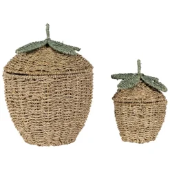 Fabrique de Styles Lot de 2 corbeilles fraise en jonc de mer naturel et vert - Les Fruits* Paniers Et Corbeilles