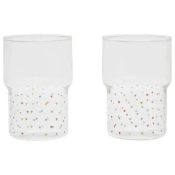 Fabrique de Styles Lot de 2 gobelets en verre coeur 30 cl - famille* Verres À Eau Et Gobelets