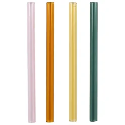 Fabrique de Styles Lot de 4 pailles en verre borosilicate h14cm - Funny* Accessoires Réutilisables