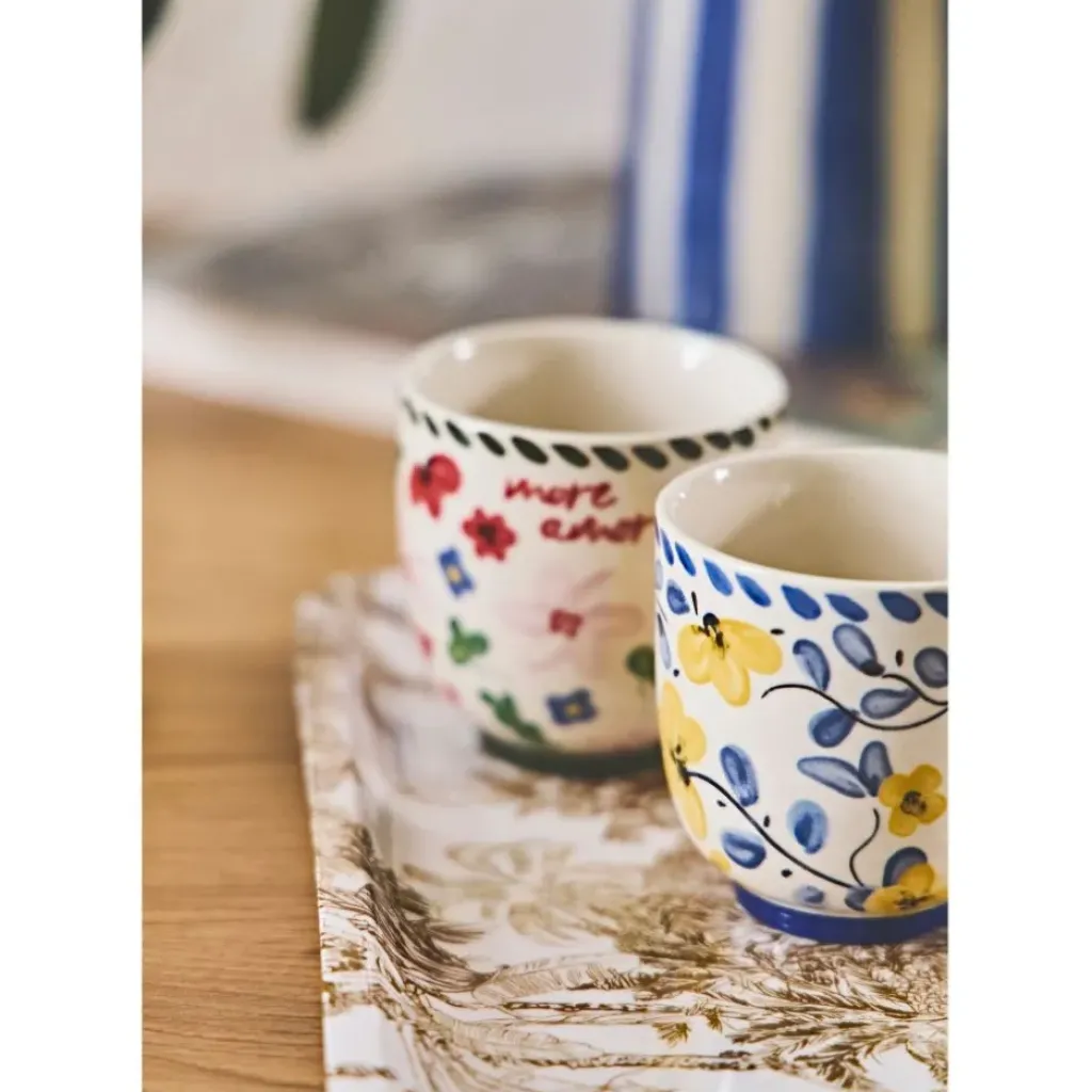 Fabrique de Styles Lot de 4 tasses en grès fleur 17cl - Bellagio* Tasses Et Mugs