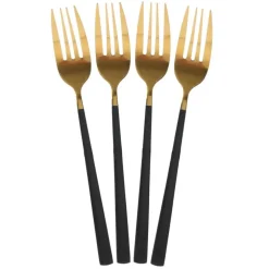 Fabrique de Styles Menagère 16 pieces doré et noir en acier inoxydable* Ménagères