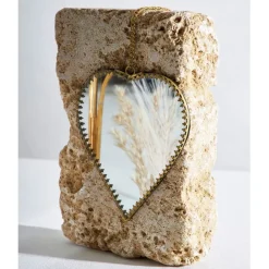 Fabrique de Styles Miroir cœur en laiton et miroir 12.5x13.5cm - Cœur* Miroirs