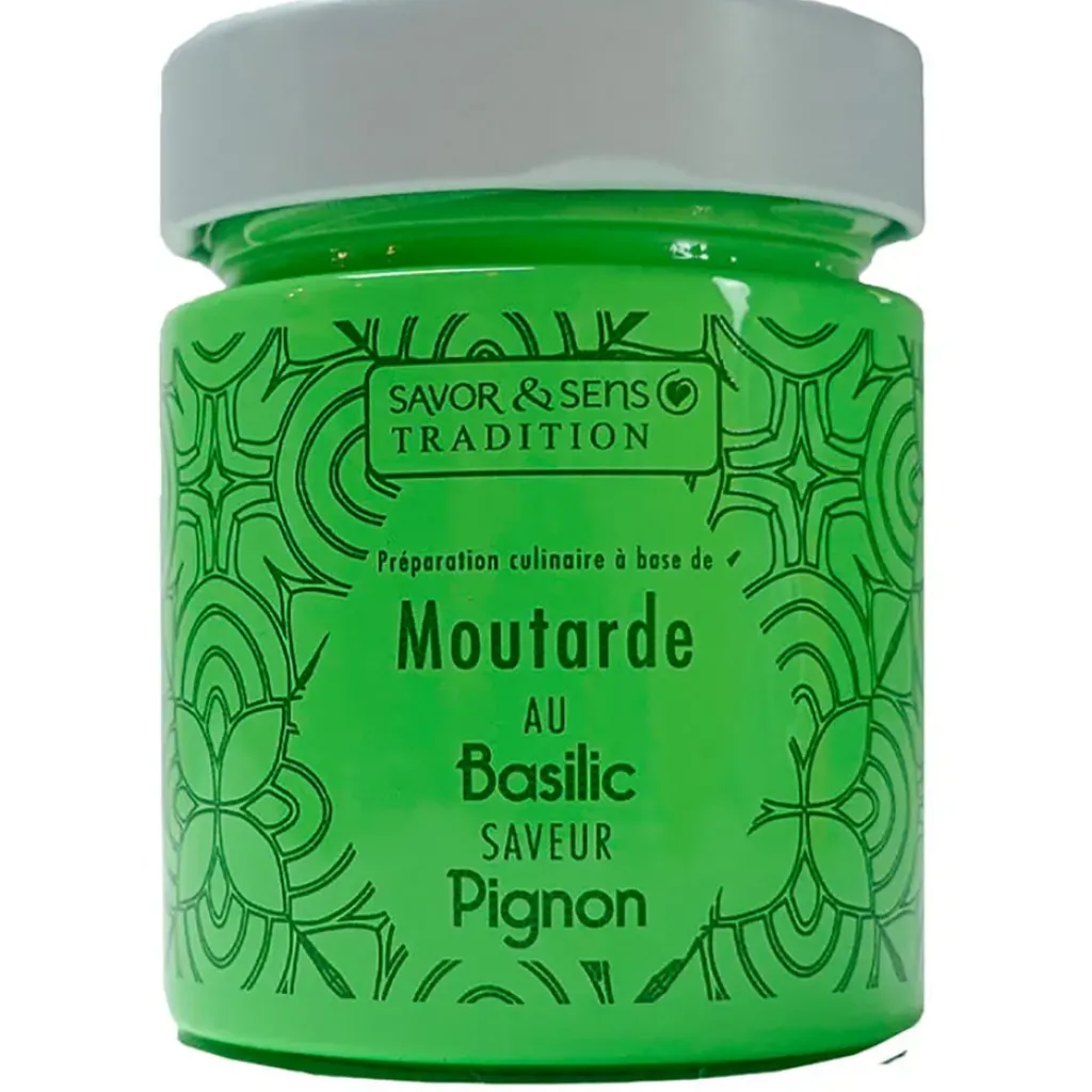 Fabrique de Styles Moutarde saveur basilic & pignons (pot vert)* Condiments Et Épices