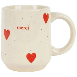 Fabrique de Styles Mug Merci en grès et rouge moucheté 35cl - Famille* Tasses Et Mugs