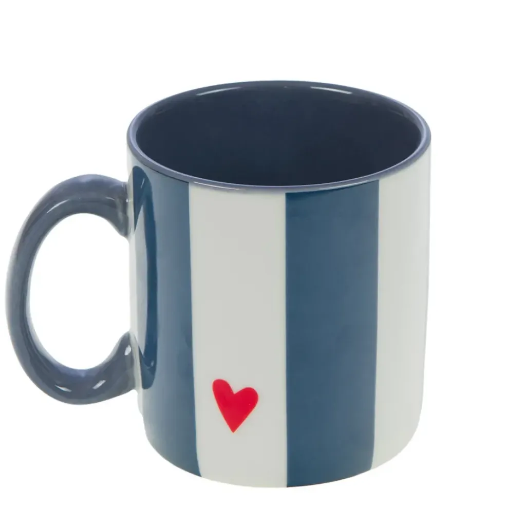 Fabrique de Styles Mug Papi rayé et blanc en porcelaine - Ella* Tasses Et Mugs