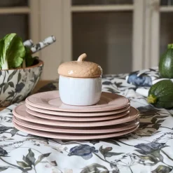 Fabrique de Styles Nappe en coton gris vert 160x160cm - Rose noire* Nappes