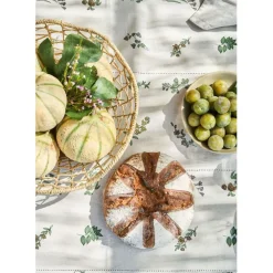 Fabrique de Styles Nappe en coton naturel et vert 230x160cm - Juline* Nappes