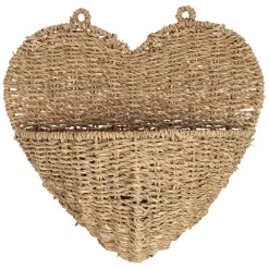 Fabrique de Styles Panier mural cœur en jonc de mer 33x32cm - Chaumière* Paniers Et Corbeilles
