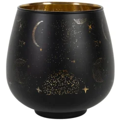 Fabrique de Styles Photophore en verre noir mat et doré h12cm - Tropic Etoile* Photophores, Bougeoirs Et Lanternes